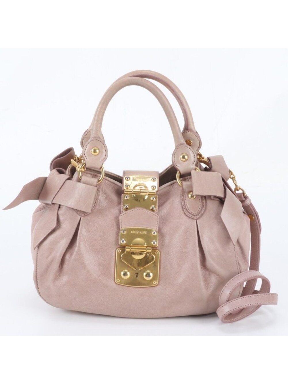 Miu Miu Side Ribbon Leather 2-Way Shoulder Bag Crossbody Hand